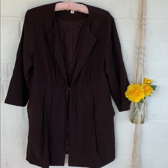 Eileen Fisher Wool Long Oversized Brown Blazer Jacket sz S - Picture 3 of 9